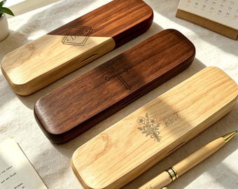 Custom Wood Pen Set, Groomsmen Gift Graduation Wedding Back To School Gift For Dad Teacher Him, Engraved Name Pen Box Set, New Job Present