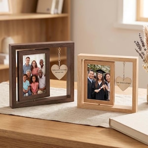 Personalisierter, drehbarer Holzfotorahmen, doppelseitiger 4x6-Bilderrahmen, graviertes Geschenk zum Jahrestag für Paare, Hochzeitsgeschenk, Abschlussgeschenk