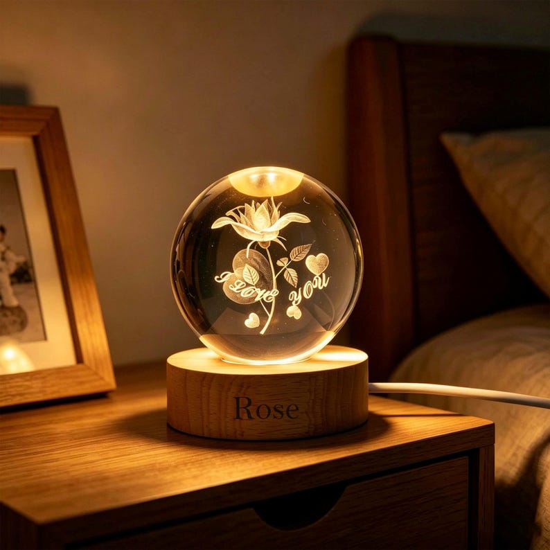 Personalized Solar System Night Light, Crystal Ball Lamp, Galaxy Globe, Astronomy Gift, Space Lover Gift, Bedroom Decor, Gift For Her image 11