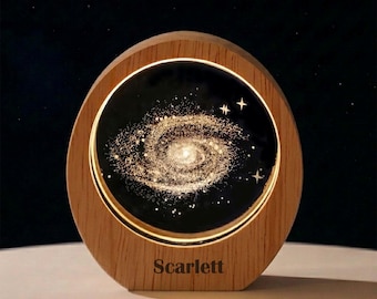 Veilleuse en cristal personnalisée, lampe de chevet avec nom personnalisé, jolie décoration de veilleuse, cadeau d'anniversaire de mariage, professeur, maman, amoureux de l'espace