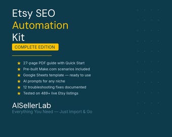 Kit de automatización SEO para Etsy / Escenarios para Make.com, indicaciones de IA (descarga digital)