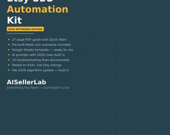 Kit de automatización SEO para Etsy 2026 / Reglas de algoritmo actualizadas + automatización de API / Probado en más de 819 listados