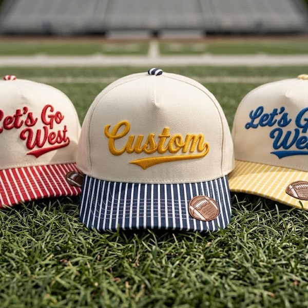 Custom Text 3D Embroidered Striped Baseball Cap: Personalized Football Hats