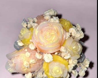 Vaso in polvere di ceramica con fiori di cera profumati idea regalo per eventi speciali.SCEGLI il tuo fiore preferito