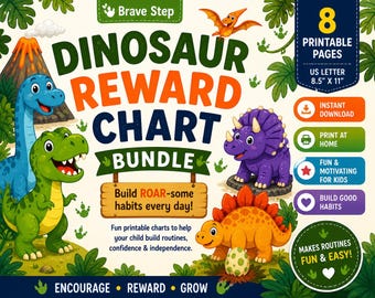Dinosauriebelöningspaket | Barnrutiner, Sysslor, Beteendespårare
