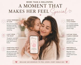 Personalized Handprint Mommy Phone Wallpaper | Editable Canva Keepsake (Digital Download)
