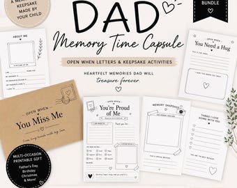 Dad Memory Time Capsule Printable Bundle, Open When Letters, Keepsake Activities (Digital Download)
