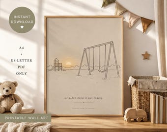 Playground Day Print | Minimalist Childhood Nostalgia Wall Art (Digital Download)