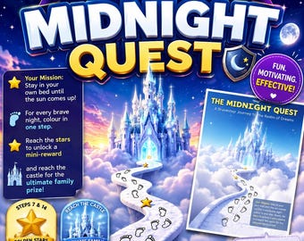 Midnight Quest-belöningstabell | Barnens läggdagsrutin, sömnträning (digital nedladdning)
