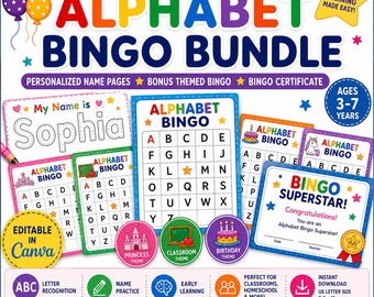 Personligt namn | Alfabetsbingopaket | Namnigenkänning, tidig inlärning (digital nedladdning)
