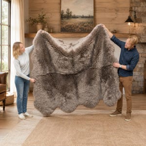 Taupe Sheepskin Rug Genuine New Zealand Wool Rug Real Sheepskin Area Rug Fluffy Fur Throw Luxury Home Decor Nursery Rug