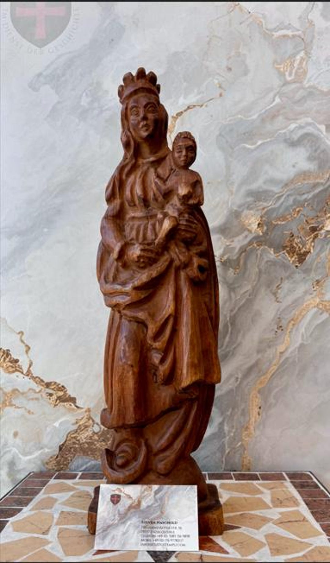 Large Vintage Wooden Madonna Statue – 42cm – Virgin Mary With Child ...