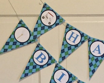 FORE! ARGYLE GOLF Happy Birthday or Baby Shower Party Banner - Party Packs Available