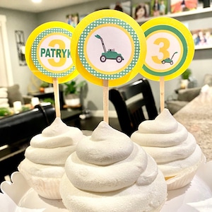 LAWNMOWER Birthday or Baby Shower Party Cupcake Toppers Picks set of 12 {One Dozen} - Party Packs Avaialble