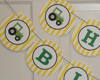 Tractor Theme Happy Birthday or Baby Shower Party Banner - Party Packs Available