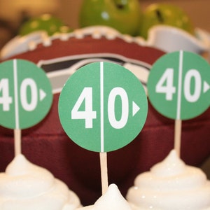 Football Yard Line Cupcake Toppers: Birthday, Baby Shower (12 ct)
