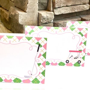 PINK GREEN  GOLF Food Labels Table Tents Buffet Cards Signs {Set of 8} - Party Packs Available