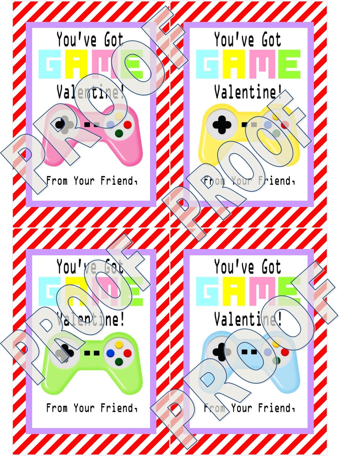 PRINT YOUR OWN Girly You've Got Game Valentine's Day Treat Tags Cards ...