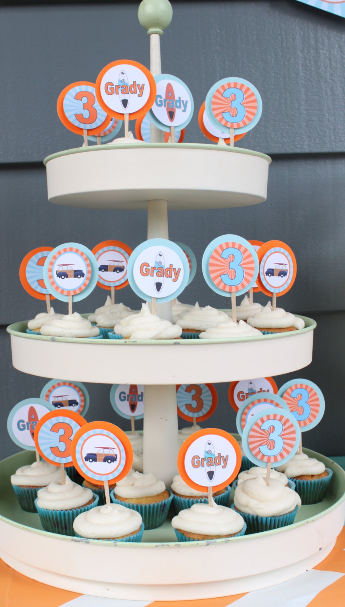SURF'S UP Birthday or Baby Shower Cupcake Toppers 12 One Etsy
