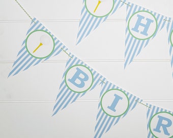 Argyle Golf Party Banner: Blue & Green Birthday, Baby Shower