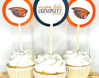 Topos de cupcake para festa de formatura: cores da faculdade, conjunto de 12