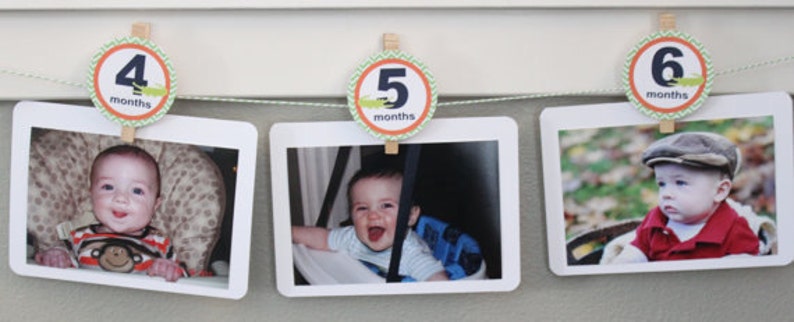 12 months TOUCHDOWN Football Themed 1st Birthday Photo Clips Banner Newborn Party Packs Available