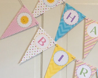 HAPPY BIRTHDAY SUNSHINE Happy Birthday or Baby Shower Banner - You Are My Sunshine - Party Packs Available