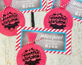 IMPRIMA SUS PROPIAS Etiquetas imprimibles para el Día de San Valentín con la clase de cojín Whoopee para niños Descarga digital