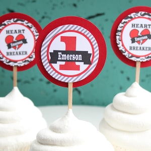 LITTLE HEARTBREAKER Baby Shower or Happy Birthday Party Cupcake Toppers  {12}  One Dozen