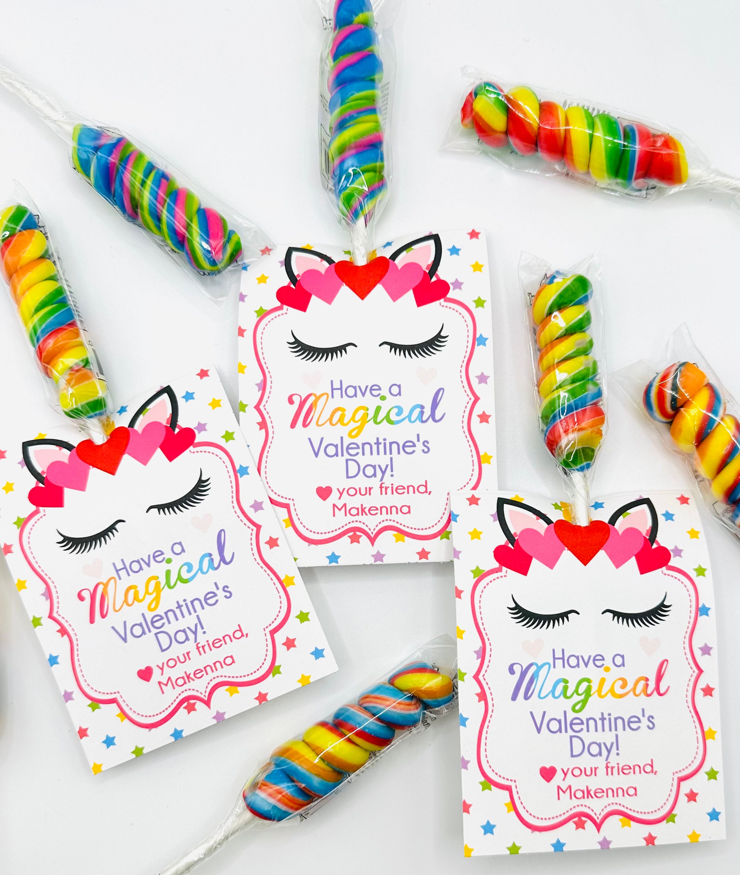 Boho Rainbow Valentine's Day Gift Bag Tags by Magic in Room 103