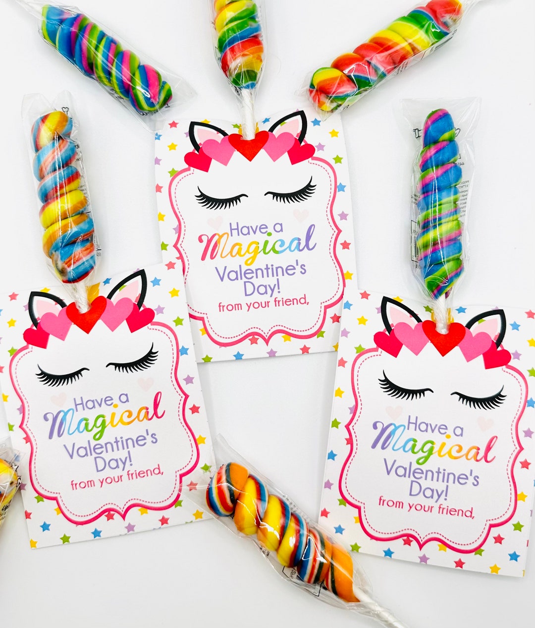 PRINT YOUR OWN Magical Rainbow Unicorn Valentine's Day Treat Tags Cards Digital Download - Etsy