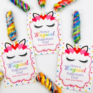 PRINT YOUR OWN Magical Rainbow Unicorn Valentine's Day Treat Tags Cards Digital Download