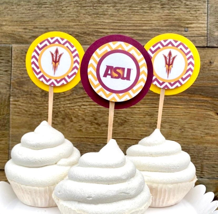 Topos de cupcake para formatura da faculdade: decoração de festa com cores da escola (12 unidades)