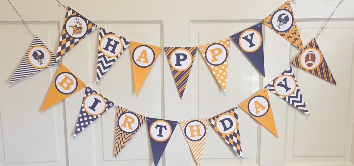 Minnesota Vikings Football Themed Happy Birthday Banner Purple | Etsy