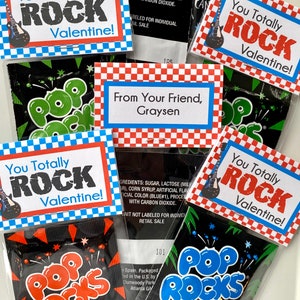 YOU ROCK VALENTINE Valentine's Day Treat Tags Cards Set of 12 {One Dozen} - Party Packs Available