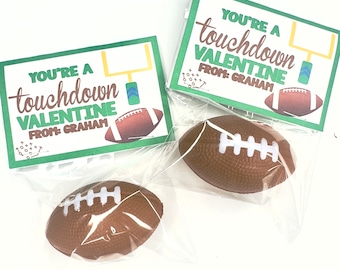 FOOTBALL Personalized Class Valentines Day PRINTED Tags for Kids
