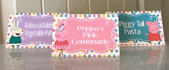 Peppa Pig Inspired Happy Birthday Or Baby Shower Buffet Cards Etsy