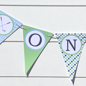 PREPPY GOLF Kinderhochstuhl Banner 1st Birthday Party &quot;EINS&quot; grün hellblau Party Packs erhältlich
