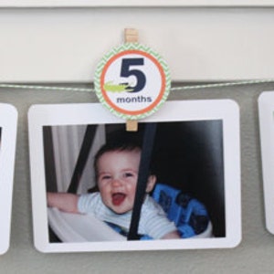 MUSICAL INSTRUMENTS 1st Birthday Photo Clips Banner Newborn 12 months Pink Lavender Party Packs Available image 3