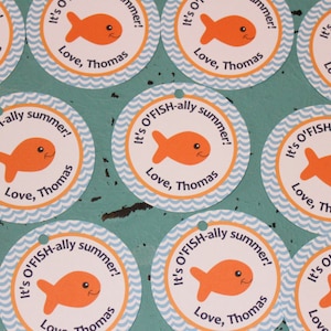 Goldfish Favor Tags: First Day of School Stickers (Set of 12)