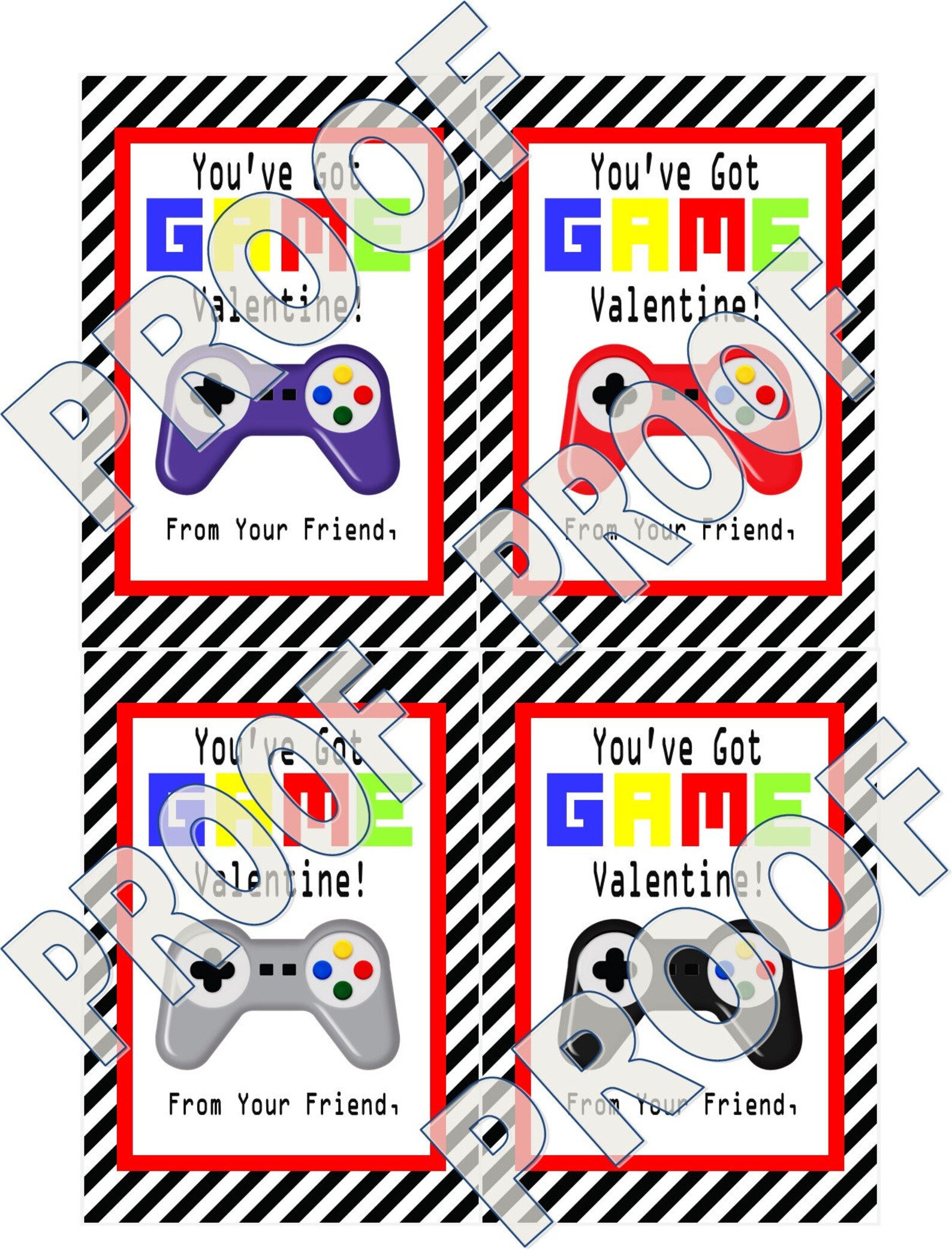 PRINT YOUR OWN You've Got Game Valentine's Day Treat Tags Cards Digital ...