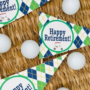 Argyle Golf Retirement Centerpiece Flags: Preppy Party Decor (Set of 3)