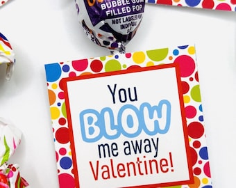 PRINT YOUR OWN Blow Pop Lollipop Valentine's Day Tags Digital Download