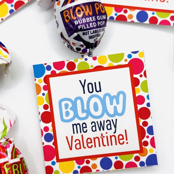 PRINT YOUR OWN Blow Pop Lollipop Valentine's Day Tags Digital Download