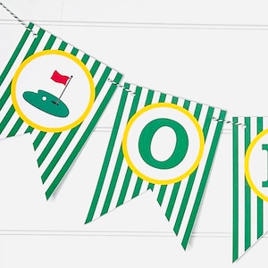 GOLF TOURNAMENT Happy Birthday  Highchair Banner ONE Yellow Green