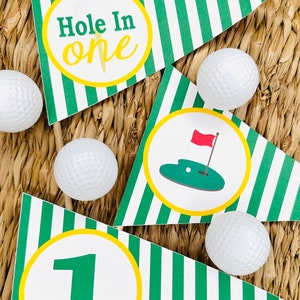 Golf Tournament Centerpiece Flags: Hole In One Theme (Set of 3)