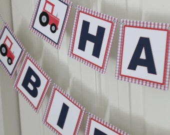 TRACTOR Theme Happy Birthday or Baby Shower Party Banner - Party Packs Available