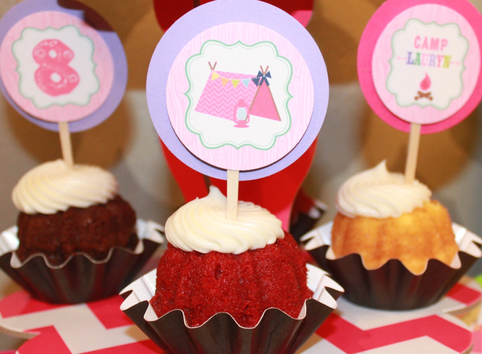 GLAMPING GLAM CAMPING Birthday or Baby Shower Party Cupcake Etsy