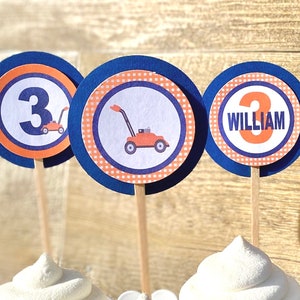 LAWNMOWER Birthday or Baby Shower Party Cupcake Toppers Picks set of 12 {One Dozen} - Party Packs Avaialble