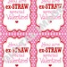 PRINT YOUR OWN Girly Girl Crazy Straw Valentine's Day Treat Tags Cards ...